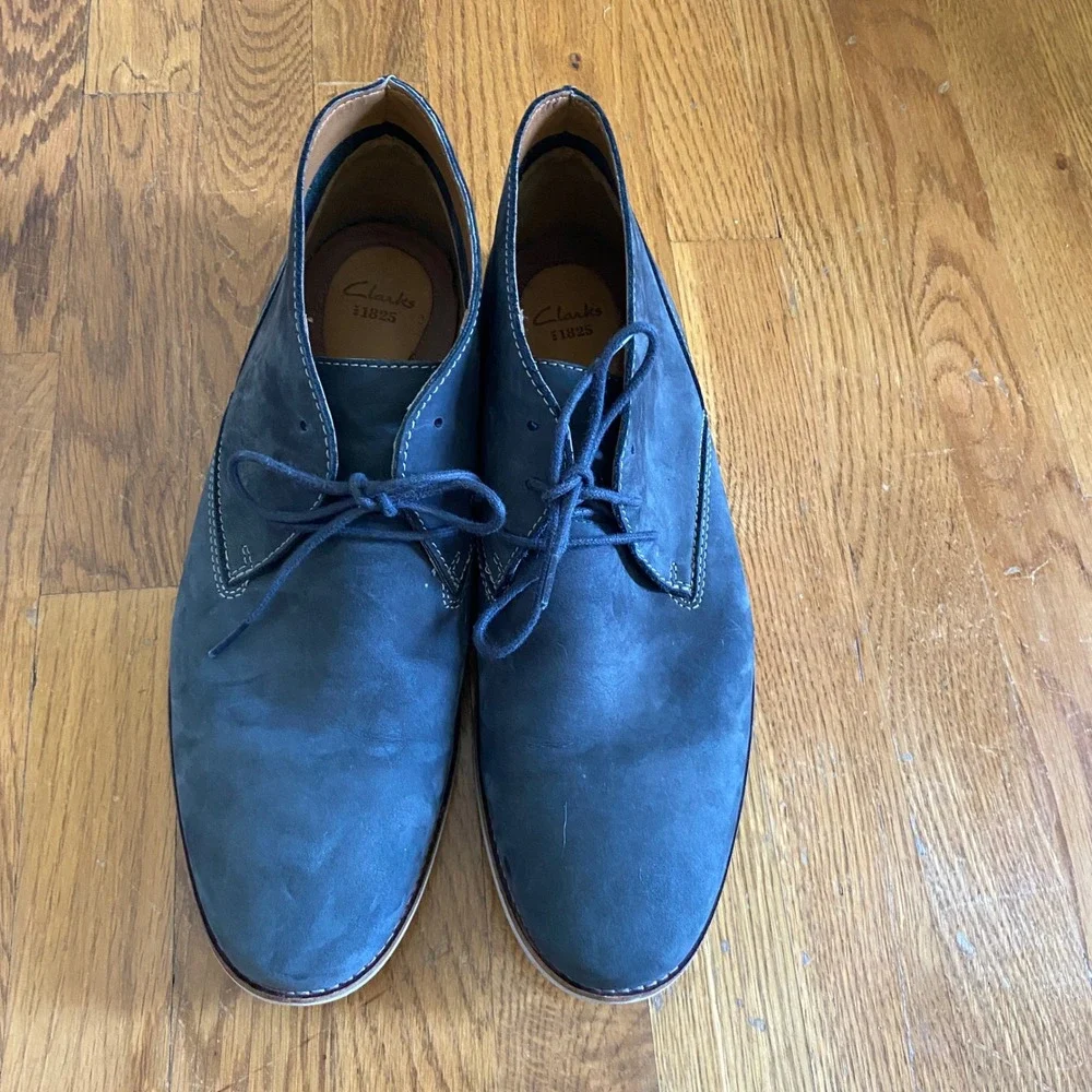 Clarks Chukka Boots Mens 13 Blue Suede Quiet Luxury Casual Preppy Travel 15103